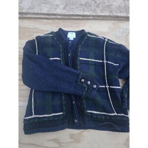 Vtg Hand Embroidered Xl Button  Long‎ Sleeve Plaid Holliday Festive Ugly Sweater
